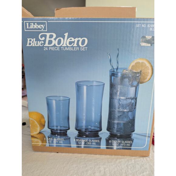 Vintage Libbey Bolero Blue Drinking Tumblers MCM 1970s Set of 4 6oz Juice Glass - Picture 2 of 5